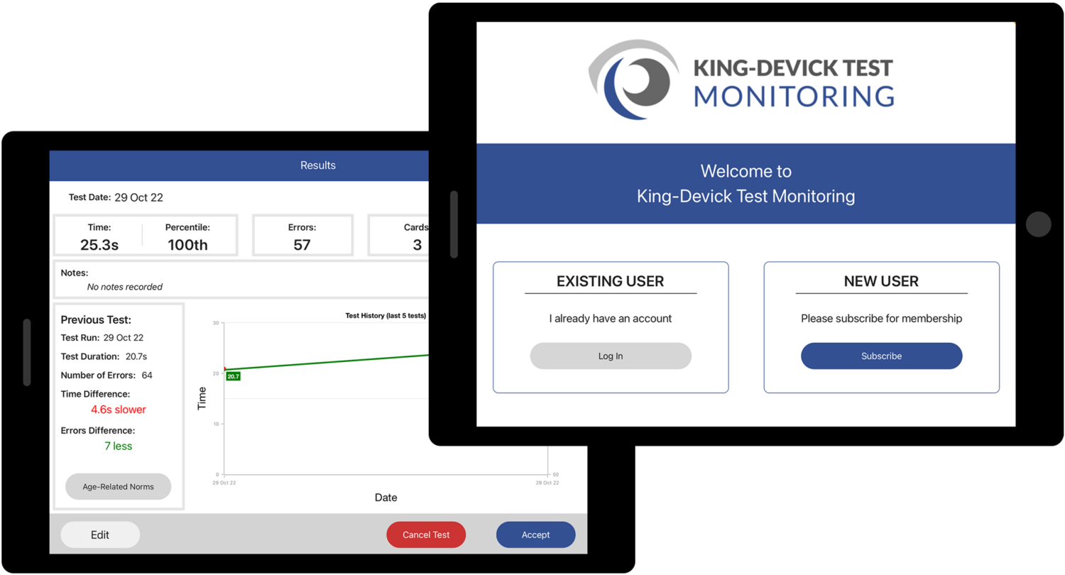 King-Devick Test Monitoring on iPad