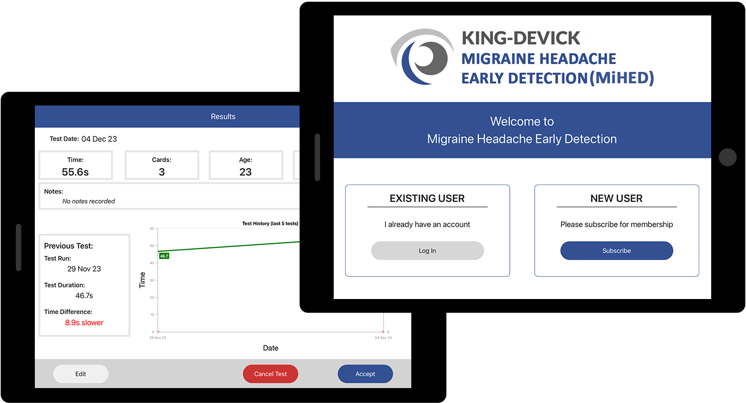 King-Devick Migraine Headache Early Detection (MiHED) iPad App